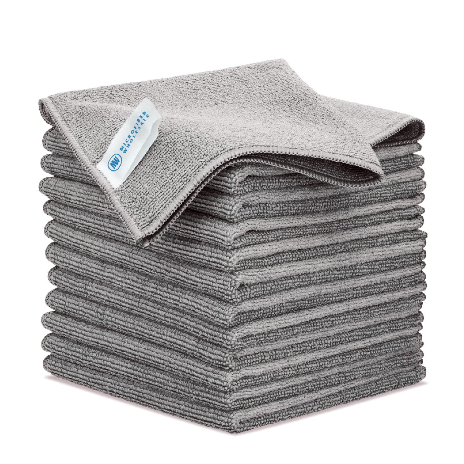 POLYTE Premium Microfiber Cleaning Cloth,12 x 12 in, 12 Pack (Gray)