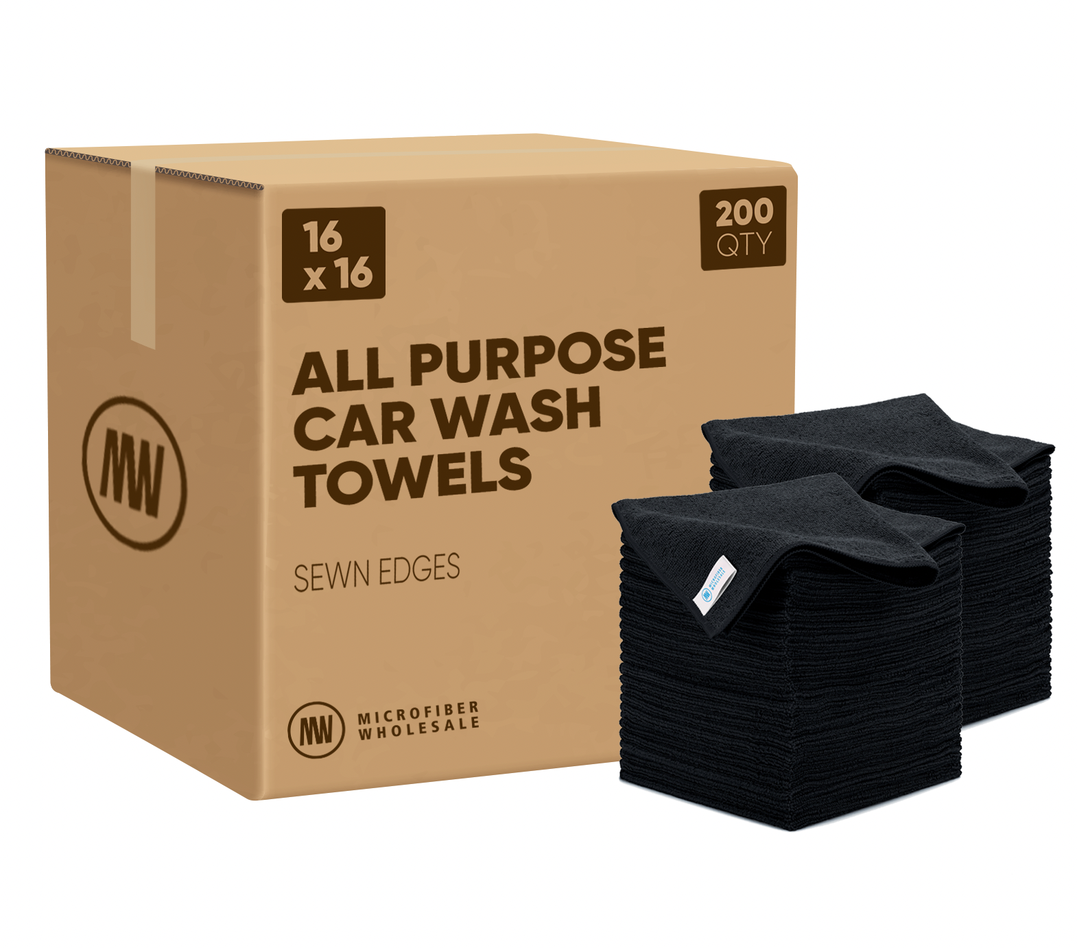 16"x16" Black Microfiber Car Wash Towels