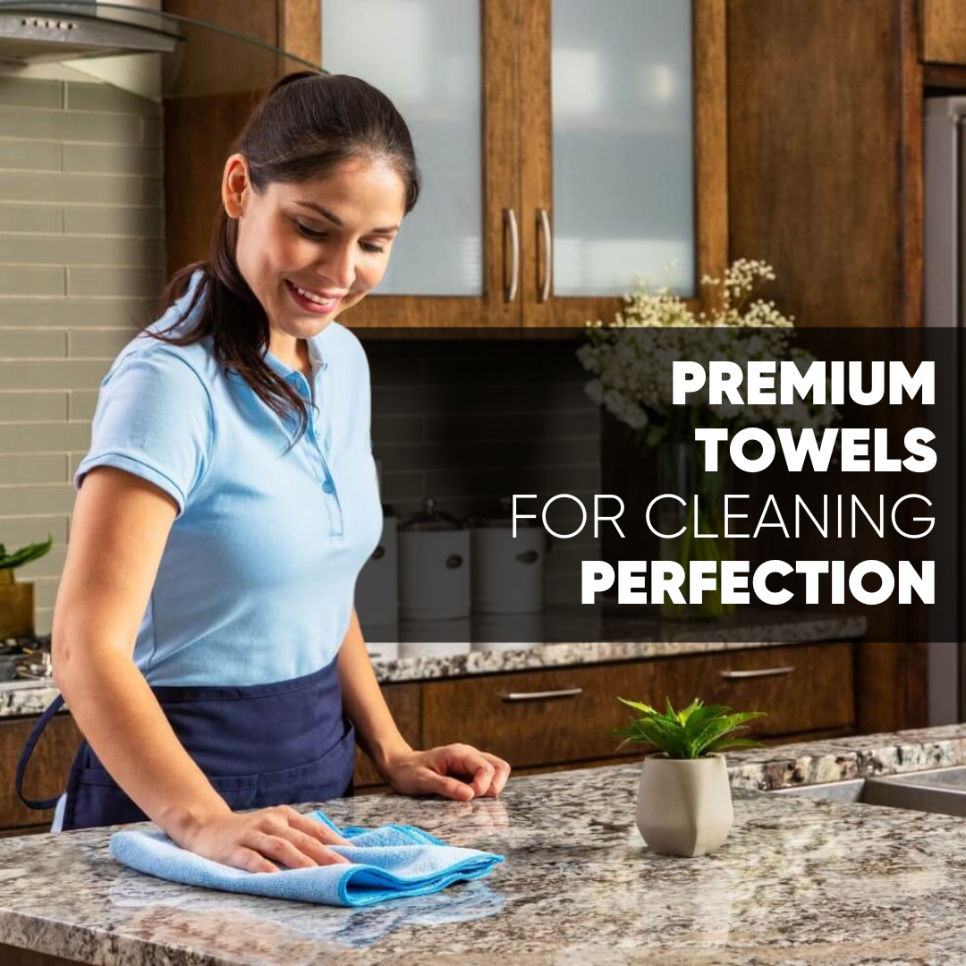 Premium Glass & Window Towel, 16 x 24 / Blue / 3 Pack