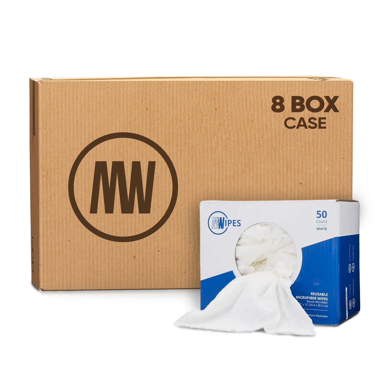 Mwipes Reusable Microfiber Wipes - Box of 50 - 10x12 - Blue - Case of 8