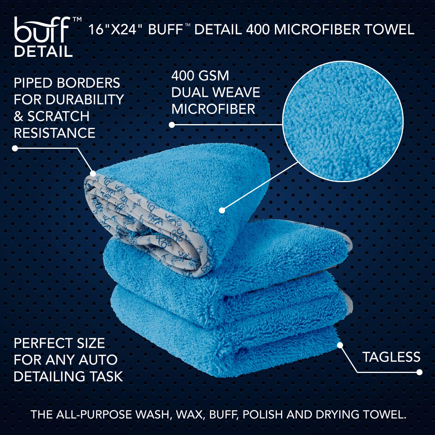 Microfiber Towel For Car Detailing & Waxing  Buff™ Detail 400 GSM —  Microfiber Wholesale